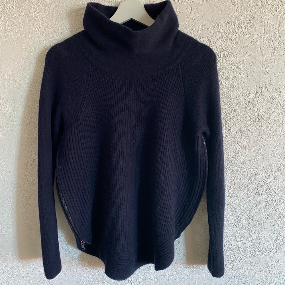 VINCE Side Zip Wool/Cashmere Blend Turtleneck
